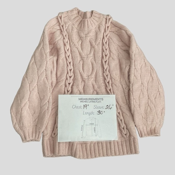 H&M Oversized Peach Pink Mock Turtleneck Chunky Sweater Long Sleeve Sz XS/S - Picture 6 of 6